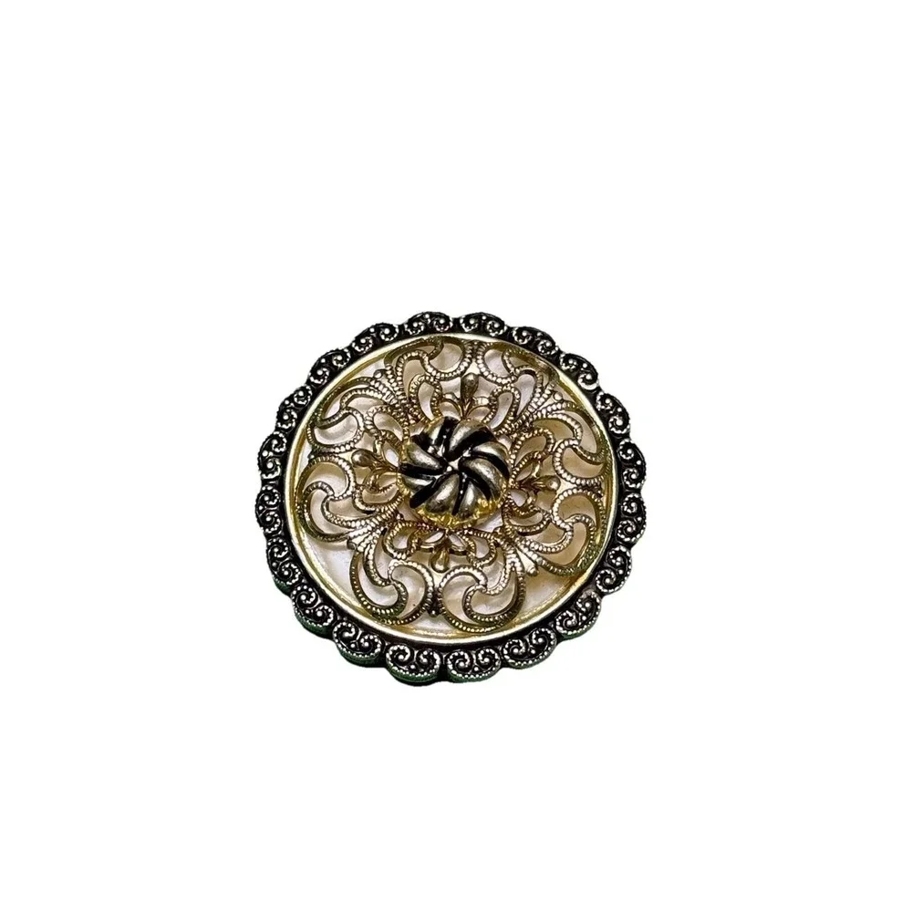 Vintage‎ W Germany Gold Tone Filigree Flower Scarf Clip Holder